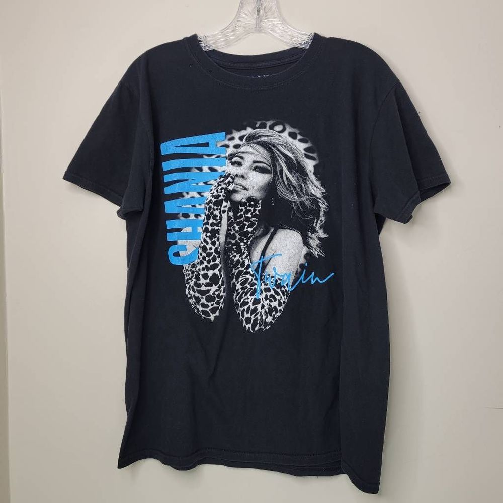 Shania Twain Concert T-Shirt Large Black Blue Graphic Print Short Sleeve Knit